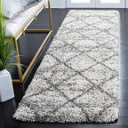SAFAVIEH Hudson Shag Collection Runner Rug - 2'3" x 6', Grey & Beige, Modern Trellis Design, Non-Shedding & Easy Care, 2-inch Thick Ideal for High Traffic Areas in Living Room, Bedroom (SGH281J) - color: Grey/Beige, size: 2'3" x 6' (Runner)