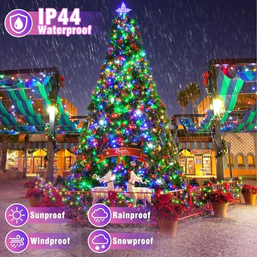 262FT 800 LED Outdoor String Lights, Extra Long Christmas Lights Indoor Waterproof, 8 Modes Plug in Twinkle Fairy Lights Clear Wire for Outside House Patio Garden Party Decorations, Multicolor - color: Multicolor, size: 262ft 800LED