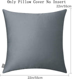 Thmyo 4-Pack 100% Cotton Comfortable Solid Decorative Throw Pillow Case, Square Cushion Cover Pillowcase Sublimation Blank Pillow Covers DIY Throw Pillowcase for Couch(22x22 inch/ 55x55cm, Dark Grey)