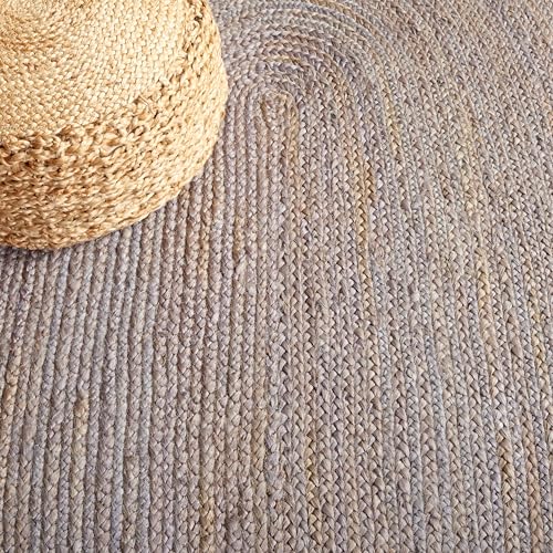 SAFAVIEH Area Rug 3' Round - Natural Fiber Collection - Grey & Natural Brown, Handmade Jute, Braided Border Design (NF801F) - color: Grey/Natural, size: 3' (Round)