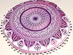 ICC Floor Pillows & Cushion Covers, Decorative Hippie Mandala Pouf Pillow Cover Bohemian Seating Meditation Cushion Cover, Large Boho Ottoman Case Pillowcase for Couch (Pink Trishol, 32" Round) - size: 32" x 32" (Pack of 1), style: Pink Trishol