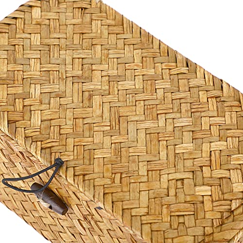 Hipiwe Wicker Shelf Baskets Bin with Lid, Handwoven Seagrass Basket Storage Bins Rectangular Household Basket Boxes for Shelf Wardrobe Home Organizer, Caramel X-Small - color: Caramel, size: X-Small