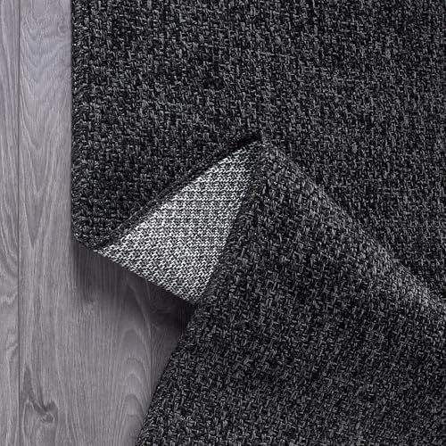 Easy Jute Rug 9x12 Indoor Outdoor Natural Rugs Solid Fiber Rug Woven Area Rug Boho Easy Clean Inside Carpet for Living Room Bedroom Dining Room Hallway or Outdoor Patio Porch (9 X 12 Dark Grey) - color: Dark Grey, size: 9' x 12' (Rectangular)