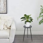 ARTORA RTORA Indoor Plant Stand, Mid Century Wood Plant Stool Adjustable Corner Tall Plant Sand Wooden Small Round End Table 18 Inch Plant Holder for Flower Pots Modern Home Decor (Black)