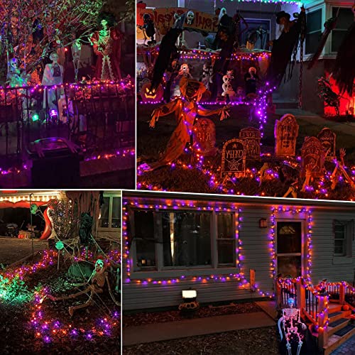 ODEETRONIC Purple Orange Lights, 21.63ft 100 Count Mini Incandescent Halloween Lights, 120V UL Certified Connectable Plugin Outdoor Tree Light, Brown Wire Indoor String Light for Party Spooky Decor - color: Purple Orange-Brown Wire, size: 100 Count Incand