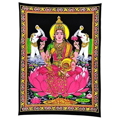 Rastogi Handicrafts Cotton Wall Hanging Laxmi Maa 40" X 30" Poster Size (LAXMI-G) - color: LAXMI-G