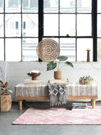 Bloomingville Soft Reclaimed Cotton Blend Throw with Diamond Pattern and Fringe, Black and Beige