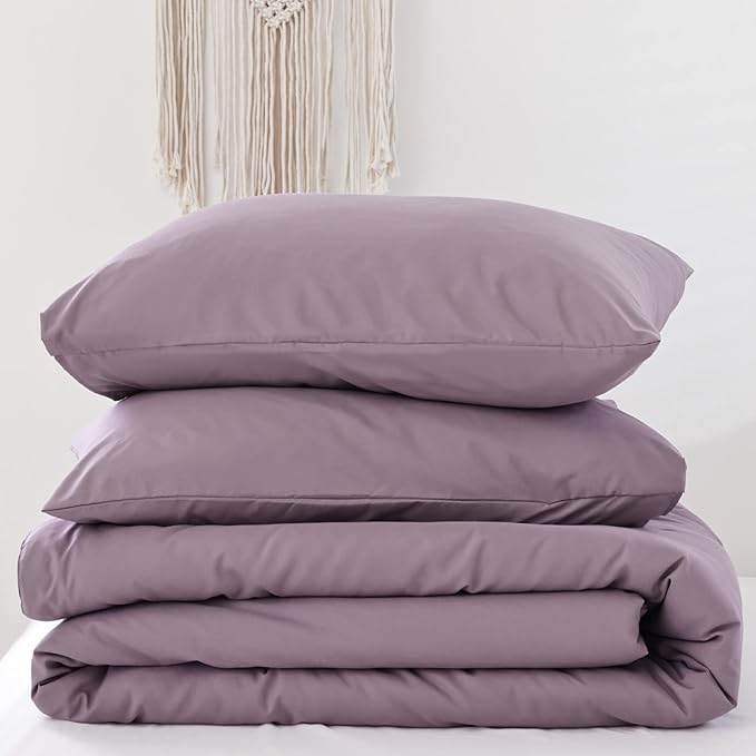 ROSGONIA Oversized King Comforter 128x120, 3pcs Super King Plus Comforter (1 Dusty Purple Comforter & 2 Pillowcases) Lightweight Oversized King Bedding Set Quilt