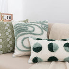 vctops Geometric Gradient Tufted Decorative Throw Pillow Cover Boho Cotton Rectangle Cushion Cover for Couch Sofa Bed (Green B,12"x20")