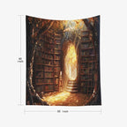EMMTEEY Enchanting Library Tapestry 50X60 Inch - Fairytale Bookshelf Room Wall Decor Fantasy Medieval Backdrop for Living Room Dorm
