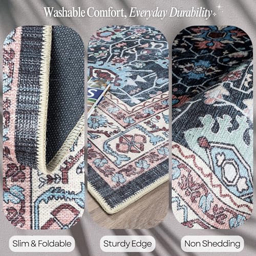 Fame Rugs Modern Oushak Rug 10x13, Brown Oversize Vintage Turkish Foldable Colorful Oriental Washable Antique Inspired Area Rugs, Luxury Living Room Bedroom (382MB, 9'8 x 13') - color: 409cn, size: 2'6" x 5' (Rectangular)