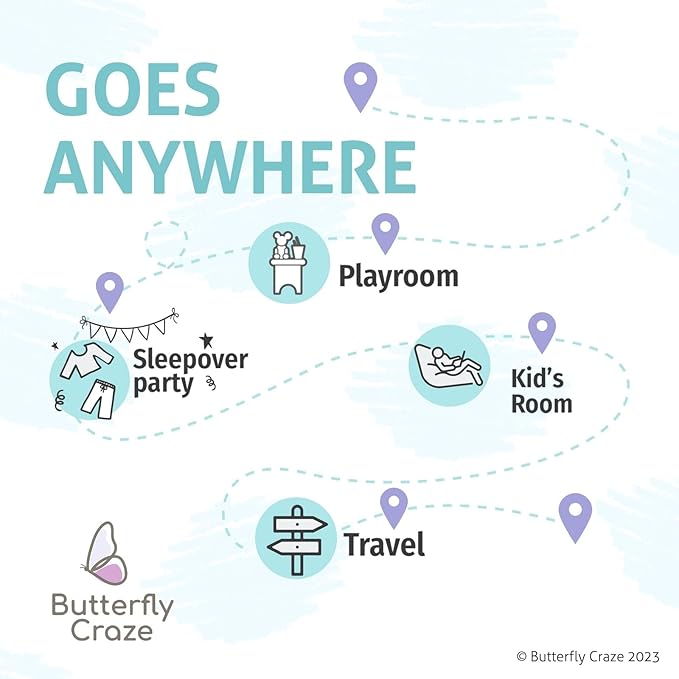 Butterfly Craze Floor Pillow Case - Lounge & Nap Cover for Floor Lounger Pillow - Adjustable Fit for Guest Bed & Sleeping Pad - Machine Washable for Sleep Mat & Travel Mattress - King, Mermaid Aqua