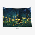 EMMTEEY Forest Tapestry - Dark Lampyridae Night Trees Lightning Fireflies Nature Fantasy 60X40 - Present for Families