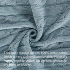 NTBAY 100% Pure Cotton Cable Knit Toddler Blanket, Super Soft Warm Breathable 30x40 Baby Blanket for Crib, Stroller, Nursery, Travel, Newborn, 30x40 Inches, Baby Blue - color: Baby Blue