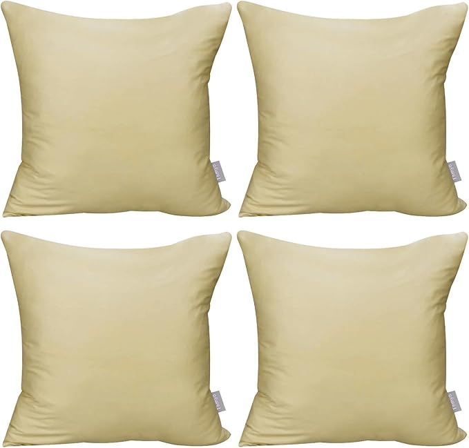 4-Pack 100% Cotton Comfortable Solid Decorative Throw Pillow Case,Thmyo Square Cushion Cover Pillowcase Sublimation Blank Pillow Covers DIY Throw Pillowcase for Couch Sofa(16x16 inch/ 40x40cm,Khaki)