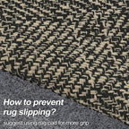 LEEVAN Washable Runner Rug 2'x6', Natural Woven Hallway Runner Rug Reversible Bathroom Runners Rugs, Cotton Low Profile Entryway Rugs, Farmhouse Bedroom Modern Kitchen Runenrs Carpet - color: Natural/Black, size: 2' x 6' (Rectangular)