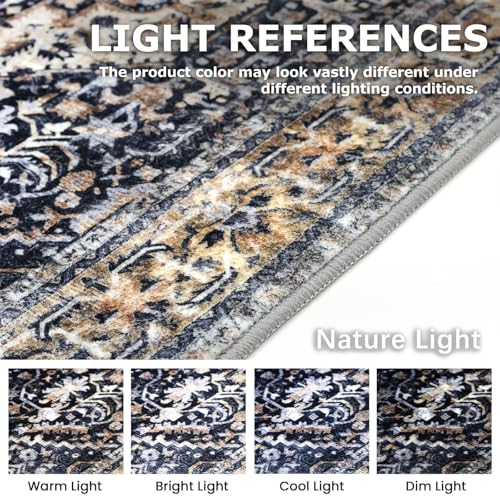 KOZYFLY Small Area Rug 2x3 Ft Rugs for Entryway Washable Boho Entry Rug Non Slip Door Mat Indoor Gold/Orange/Navy Printed Faux Wool Vintage Kitchen Rug Throw Rugs for Entrance - color: Gold/Orange/Navy, size: 2' x 3' (Rectangular)