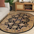 SAFAVIEH Classic Collection 4'6" x 6'6" Oval Black / Gold CL252A Handmade Traditional Oriental Premium Wool Area Rug - size: 4'6" x 6'6" (Oval)