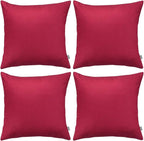 Thmyo 4-Pack 100% Cotton Comfortable Solid Decorative Throw Pillow Case Square Cushion Cover Pillowcase Sublimation Blank Pillow Covers DIY Throw Pillowcase for Sofa(18x18inch/45x45cm,Dark Red)
