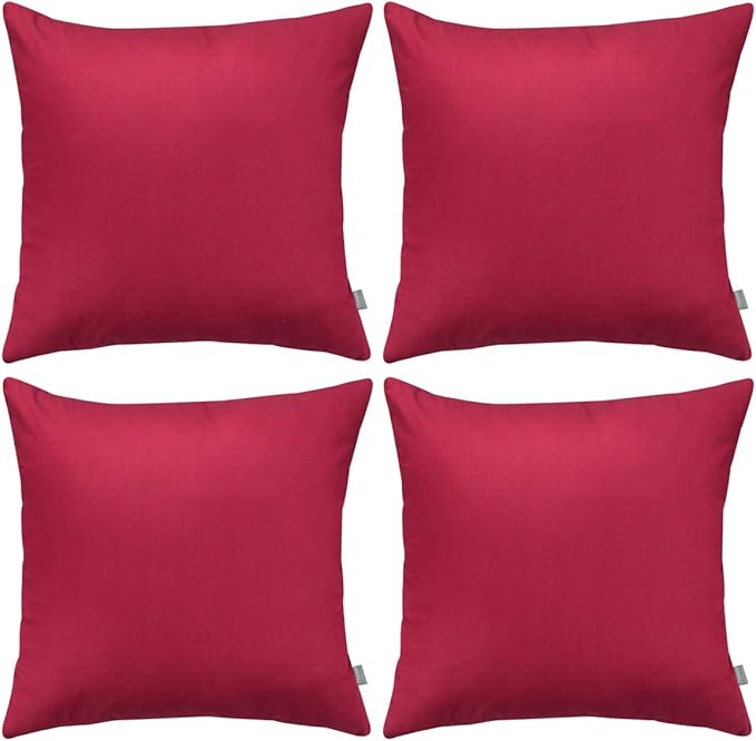 Thmyo 4-Pack 100% Cotton Comfortable Solid Decorative Throw Pillow Case, Square Cushion Cover Pillowcase Sublimation Blank Pillow Covers DIY Throw Pillowcase for Sofa(20x20 inch/ 50x50cm,Dark red)