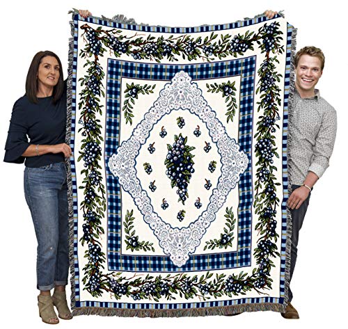 Pure Country Weavers Blueberry Lace Blanket - Garden Floral Gift Tapestry Throw Woven from Cotton - Made in the USA (72x54) - color: Blueberry Lace