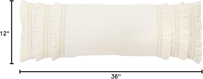 Safavieh Home Collection Grema Boho 12 x 36-inch White Fringe Decorative Accent Pillow PLS7142A-1236