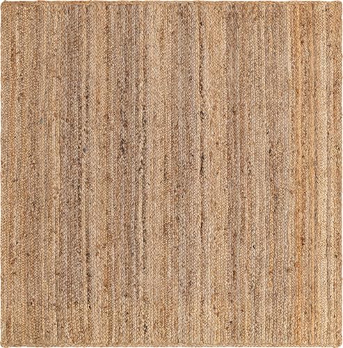 Rugs.com - Braided Jute Rug – 5 Ft Square Natural Hand Braided Rug – Eco-Friendly Texture for Living Rooms, Kitchens, and Entryways - size: 5' x 5' (Square)