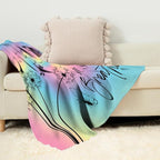 Colorful Ink Dandelion Just Breathe Throw Blanket Inspirational Butterfly Blankets for Kids Girls Boys Women Room Decor Rainbow Fleece Blanket Blue Pink Black Blanket for Chair Sofa 70"x80"
