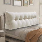WOWMAX Headboard Wedge Pillow King Triangular Headboard Pillow Bed Wedge Pillow for Headboard Wedge Pillow Headboard for Daybed Large Bolster Pillow for Bed, 80% Cotton & 20% Linen Blend, Pure White