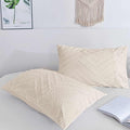 Nanko Pillow Case/Pillow Shams Queen Set of 2, Beige Cream Tan Tufted Jacquard Boho Soft Shabby Chic Microfiber Pillow Covers, for Home Hotel Bed, Farmhouse Modern for Men and Women, 20 x 30 inch