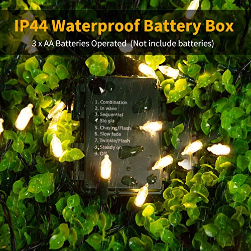 Brightown Battery Operated Christmas Lights 2 Pack 18 Feet 50 LED Clear Mini String Lights with 8 Modes Waterproof Tree Lights for Xmas Outdoor Indoor Holiday Party Garden Decor, Warm White - color: Warm White, size: 50 LEDs x 2 Pack