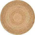 Unique Loom Braided Jute Collection Classic Quality Made Natural Hand Woven With Circle Swirl Details Area Rug (5' 0 x 5' 0 Round, Natural) - size: 5'1" (Round)