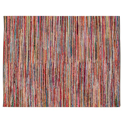 Chindi Rug 6x9, Boho Living Room Woven Braided Multicolor Area Rugs 6x9, Bohemian Colorful Recycled Cotton Rag Rugs for Farmhouse, Bedroom, Dining Room, Classroom, Hallway - size: 6' x 9' (Rectangular)