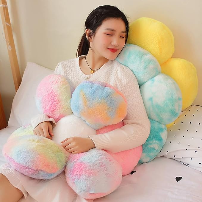 lannery Flower Plush Throw Pillows, Flower Floor Pillow Seating Cushion Toy for Reading, Room, Watching TV (25.6", Blue)