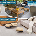 Wimarsbon Natural Seagrass Footstool Ottoman Rectangular Footrest Pouf Ottomans with Wooden Legs Hand Weave Step Stool for Living Room Bedroom Entryway Green - color: Green, size: 12"D x 16.5"W x 9.5"H