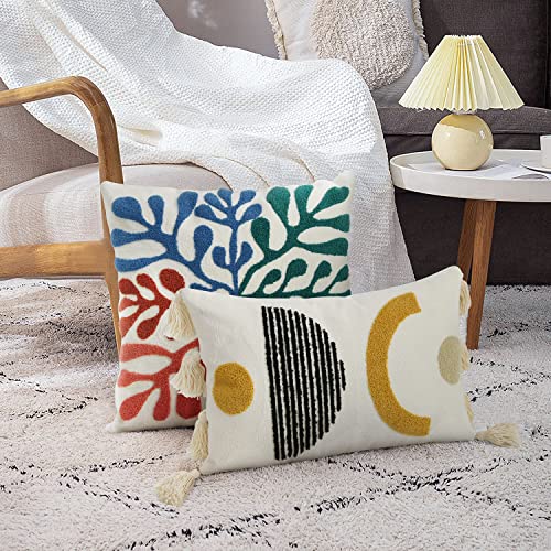 Merrycolor Boho Abstract Matisse Throw Pillow Covers 18x18 Soft Tufted Colorful Pillow Covers Mid Century Aesthetic Art Modern Boho Pillows Decorative Throw Pillow Case for Couch Living Room Bed - color: Matisse, size: 18" x 18" (Pack of 1)