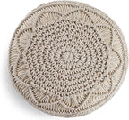 NOORI Rug Home - 100% Handmade & Handcrafted Premium Cotton Round Knitted Macrami Style Pouf - for The Living Room, Bedroom and Kids Room - Small Furniture - Taupe, 20X20x14 (S121)