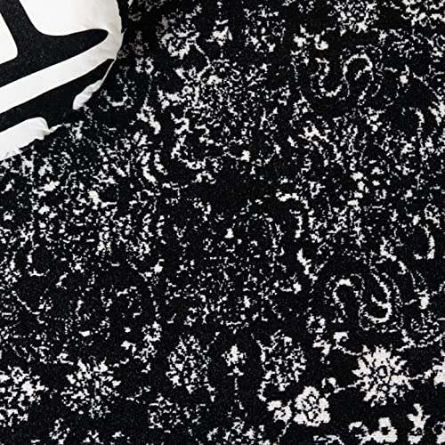 SAFAVIEH Area Rug 2x3 - Adirondack Collection - Black & Ivory, Distressed Vintage Floral Design, Non-Shedding & Easy to Clean, Ideal for Hallway, Foyer, Entryway, Accent Space (ADR109Z) - color: Black/Ivory, size: 2' x 3' (Rectangular)