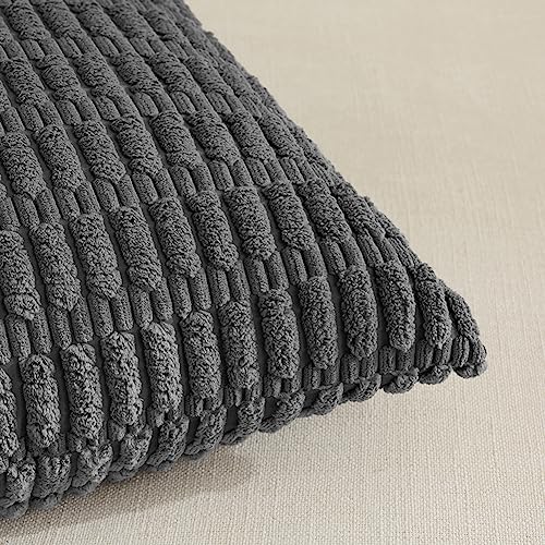 Fancy Homi Decorative Throw Pillow Covers for Bed Couch Bedroom Bench, Soft Corduroy Solid Pillow Case, Rustic Farmhouse Boho Room Decor,20" x 12" (Pack of 1),Dark Gray - color: Dark Gray, size: 20" x 12" (Pack of 1)