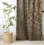 Popular Handicrafts Indian Hippie Bohemian Beautiful Elephant Color Mandala Curtain Panels Black Gold - color: Black Gold, size: 38"W x 83"L (Pack of 2)