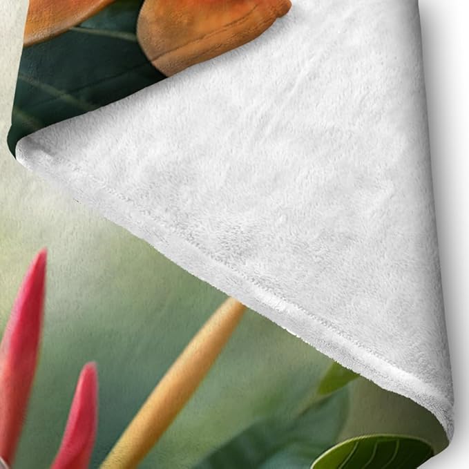Summer Hummingbird Floral Throw Blanket for Women Kids Girls Mom Countryside Purple Flowers Moth Pretty Blankets Nursery Bedroom Girls Room Decor Soft Cozy Lightweight Blanket Large 60"x80"