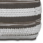 SIMPLIHOME Sommer Boho Square Pouf in Natural/Taupe Grey Handloom Woven Pattern for the Living Room, Bedroom and Kids Room - color: Natural/Taupe Grey, style: Cotton Pouf
