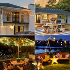 Mlambert 50Ft Outdoor String Lights, G40 Globe Patio Lights with 25+2 Waterproof LED Hanging Plastic Bulbs for Gazebo Pergola Cafe Bedroom-Brown Wire - color: Brown