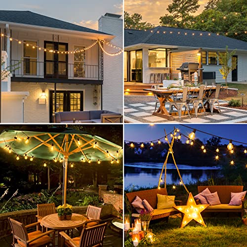 Mlambert 50Ft Outdoor String Lights, G40 Globe Patio Lights with 25+2 Waterproof LED Hanging Plastic Bulbs for Gazebo Pergola Cafe Bedroom-Brown Wire - color: Brown