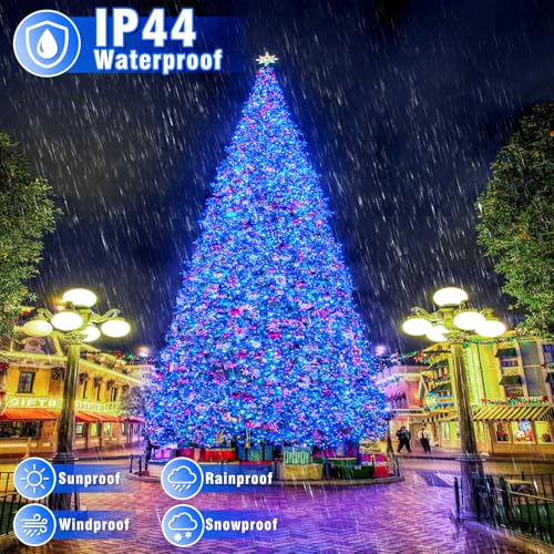 100FT 300 LED Outdoor String Lights, Plug in Connectable Christmas Lights Indoor, Waterproof 8 Modes String Lights for Outside House Room Wedding Patio Garden Holiady Decorations, Blue - color: Blue, size: 100ft 300LED