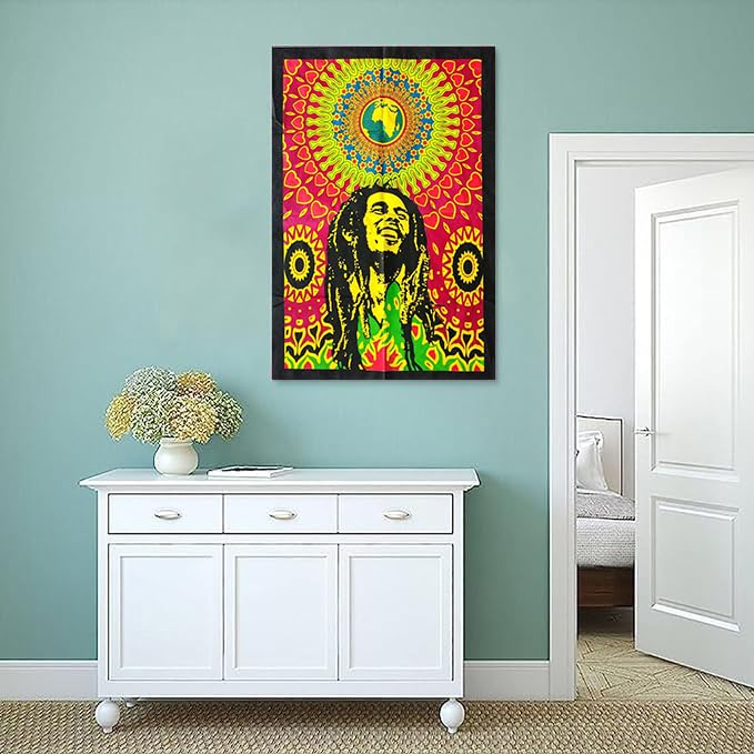 Rastogi Handicrafts Guitar 40" X 30" Poster Size Tapestry Decorative Indian Dorm Decor Cotton Tapestry Indian Multi Colored Wall Poster Indian Deity (RH-145) - color: Rh-145