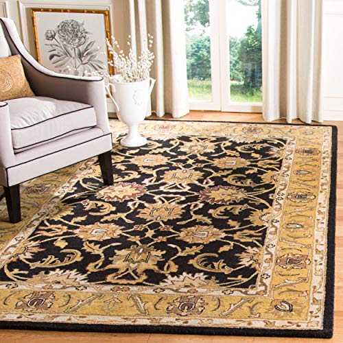 SAFAVIEH Classic Collection 9'6" x 13'6" Black / Gold CL252A Handmade Traditional Oriental Premium Wool Area Rug - size: 9'6" x 13'6" (Rectangular)