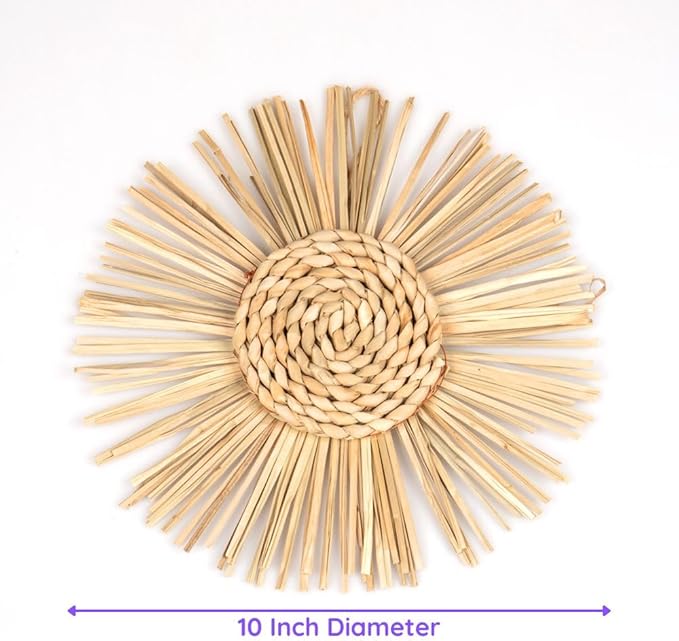 Craft County Hanging Wicker Wall Decoration – Add to Any Bedroom, Living, Sunroom – Available in Basket or Sun Pattern
