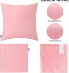 Thmyo 4-Pack 100% Cotton Comfortable Solid Decorative Throw Pillow Case Square Cushion Cover Pillowcase Sublimation Blank Pillow Covers DIY Throw Pillowcase for Sofa(18x18inch/45x45cm,Pink 2)