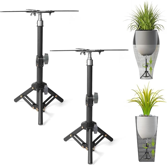 AZEAM Adjustable Plant Risers for Inside Pots, 2 PCS Planter Inserts Fillers 12"- 16" Raise for Large Flower Pots, Height Planter Lifter Stand with 4"-12" Top Support for Outdoor Indoor Plants